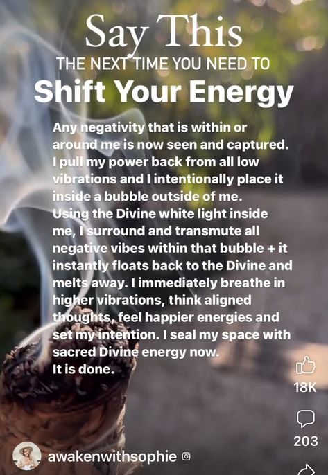 Spells For Energy And Motivation, Energy Healing Quotes, Smudging Prayer, Cleansing Energy, Healing Affirmations, Energy Healing Spirituality, Awakening Quotes, Spiritual Cleansing, Affirmations For Happiness