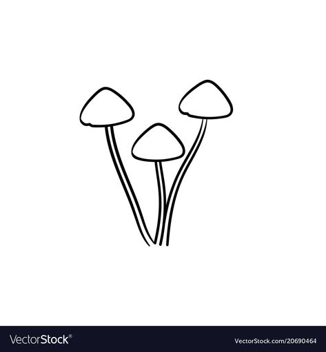 Simple Mushroom Illustration, Minimalist Mushroom Drawing, Lil Mushroom Tattoo, Mushroom Outline Tattoo, Mushroom Stick And Poke, Simple Mushroom Drawing, Tiny Mushroom Tattoo, Simple Mushroom Tattoo, Outline Doodles