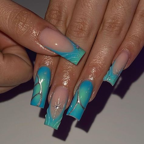 DRIP CLAWZ OR GET CLAWED🌉 (@dripclawz) • Instagram photos and videos Colorful Blue Nails, Nail Ideas Summer Blue, Ethereal Nails, Nail Ideas Summer, Acrylic Nails Almond Shape, Concert Nails, Euphoria Nails, Wave Nails, Angel Nails