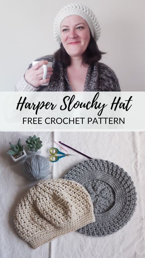 Crochet Slouchy Beret, Slouchy Beret Crochet Pattern Free, Crochet Cotton Hat Pattern Free, Crochet Slouchy Beanie Pattern Free, Slouchy Beanie Crochet Pattern Free, Crochet Beret Free Pattern, Crochet Slouchy Hat Free Pattern, Crochet Beret Hat, Slouchy Crochet Hat