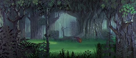 Animation Backgrounds: SLEEPING BEAUTY - The Forest Miniature Theatre, Backgrounds Disney, Sleeping Beauty Art, Cozy Forest, Traditional Animation, Artsy Projects, Eyvind Earle, Magical Landscape, Sleeping Beauty 1959