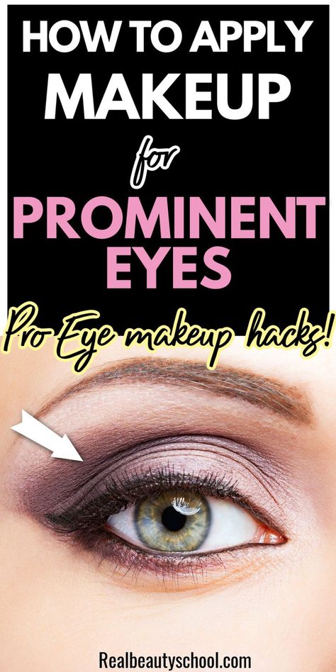 woman with prominent eyes wearing eyeshadow Big Eyelids, Eye Makeuo, Prominent Eyes, Eyeliner For Big Eyes, Deep Set Eyes Makeup, Makeup For Round Eyes, How To Do Eyeshadow, Easy Eye Makeup, Protruding Eyes