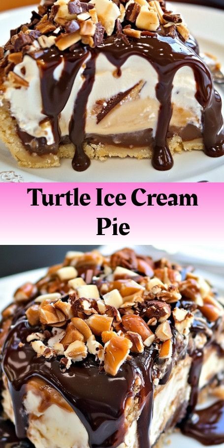 Turtle Ice Cream Pie - A Decadent Dessert Perfect for Any Occasion Indulge in the rich and creamy flavors of this Turtle Ice Cream Pie, featuring layers of vanilla ice cream, caramel sauce, chocolate fudge sauce, and toasted pecans. #TurtleIceCreamPie #DessertLovers #CaramelGoodness #ChocolateDelight #Pecans #IceCreamTreat #SouthernDessert #PieLovers #IndulgentDessert #SweetTooth Ice Cream Caramel, Turtle Ice Cream, Turtle Pie, Turtle Candy, Ice Cream Sauce, Chocolate Fudge Sauce, Ice Cream Pie, Cream Caramel, Pecan Ice Cream