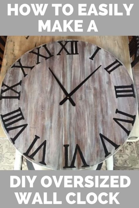 Love the look of an oversized wall clock but you are on a budget? Learn how to easily make a giant wall clock with a few materials. #farmhouse #diy #wallclock #homedecor Oversized Clocks Wall Decor, Diy Wall Clock Ideas, Wall Clock Ideas, Homemade Clocks, Giant Wall Clock, Pallet Clock, Giant Clock, Oversized Clocks, Make A Clock