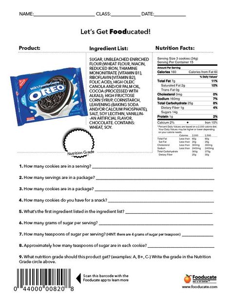 Food Label Worksheet Poor College Student Food, Nutrition Day, Middle School Health, Fatty Foods, Nutrition Label, Gym Nutrition, Nutrition Classes, Nutrition Activities, Teach Reading