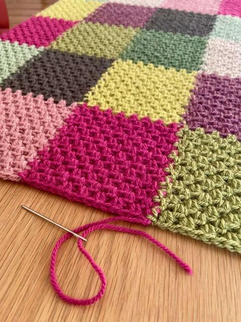 Rainforest Crochet Patchwork Squares Blanket – free pattern - The Crochet Swirl Rainforest Crochet, Crochet Patchwork Squares, Crochet Swirl, Crochet Patchwork Blanket, Squares Blanket, Patchwork Squares, Modern Crochet Blanket, Scrap Yarn Crochet, Crochet Square Blanket