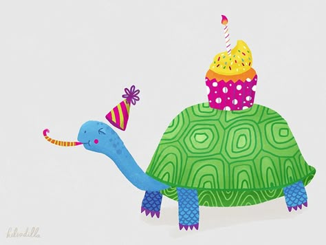 Happy Birthday Turtle, Cute Turtle Cartoon, Turtle Illustration, Happy Birthday Animals, Happy Artwork, Turtle Images, Space Themed Bedroom, Birthday Illustration, Turtle Birthday