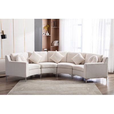 Circular Sofa, Curved Sectional Sofa, Beige Sectional, Sofa Recliner, Curved Sectional, Staple Shoes, Contemporary Sectional, Modern Sofa Couch, Sectional Sleeper Sofa