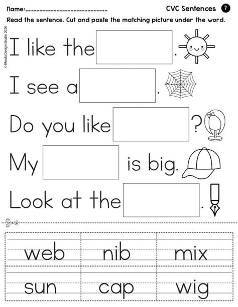 I Can Read CVC Sentences: 10 Free Reading Worksheets Roll And Read Cvc Words Free, Cvc Sentences For Kindergarten, Cvc Sentences, Sentence Making, I Worksheet, Sentences Kindergarten, Phonics Worksheets Free, Cvc Words Worksheets, Phrases And Sentences