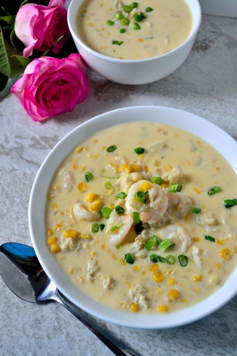 Shrimp, Crab, and Corn Bisque - Coop Can Cook Crab And Corn Bisque, Crab And Corn, Coop Can Cook, Corn Bisque, Bisque Soup Recipes, Bisque Soup, Crab Bisque, Seafood Bisque, Bisque Recipe