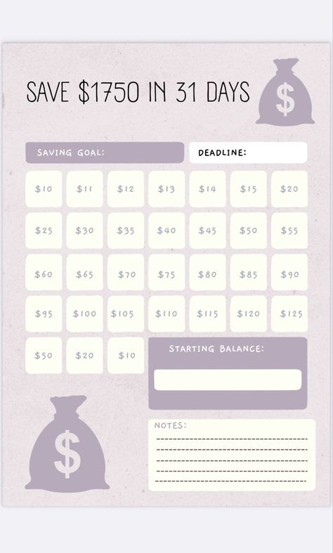 Save $1750 in a Month ramadandayplannerprintable #plannerpages #teacherplannerprintable #businessplannerideas📒. Save 1500 A Month, Money Tracker Template, Money Jar Ideas, Saving Calendar, College Savings Plan, Saving Money Chart, Saving Methods, Money Chart, Money Saving Methods