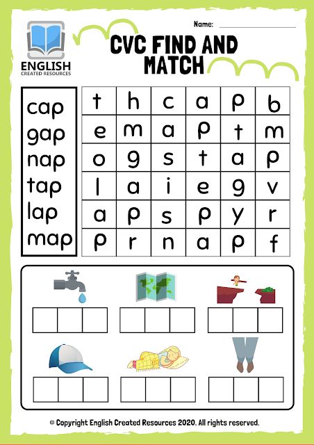 CVC Words Find and Match Worksheets Cvc Find A Word Worksheet, Cvc Find And Match Worksheets, Cvc Worksheets First Grade, Cvc Word Puzzle, Read And Match Worksheet, Reading Activities For First Grade, English Created Resources, Match Worksheet, Word Puzzles For Kids