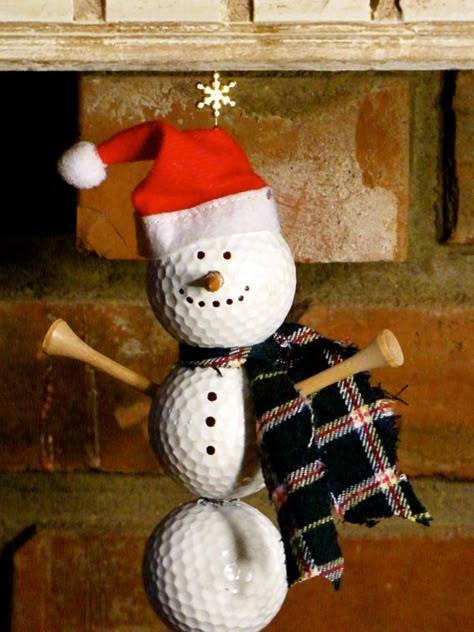 Christmas Golfer! Hey, I found this really awesome Etsy listing at https://www.etsy.com/listing/165212155/golf-ball-snowman-ornament-christmas Golf Ball Ornaments, Golf Ball Art, Golf Crafts, Golf Birthday Gifts, Golf Christmas, Golf Ball Crafts, Golf Decor, Christmas Golf, Golf Training