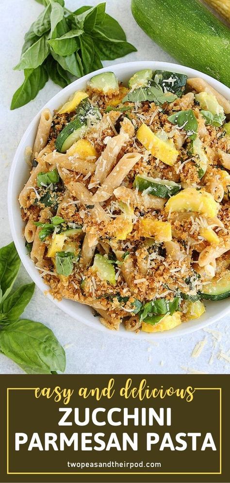 Pasta Recipes For Dinner Easy, Easy Bread Crumbs, Pasta Recipes For Dinner, Great Pasta Recipes, Garden Zucchini, Meatless Meals Healthy, Summer Pasta Dishes, Weeknight Pasta, Zucchini Parmesan