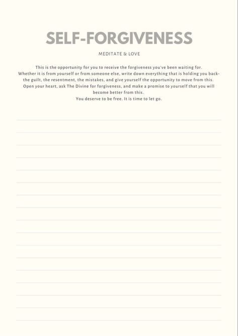 Forgiveness Worksheet, Forgiveness Letter, Letter To Myself, Self Forgiveness, Counseling Tools, Letter To Yourself, Forgive Me, Hold You, You Deserve