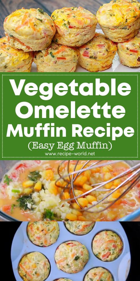 Omelette Muffins Recipe, Vegetable Omelette, Omelette Muffins, Healthy Low Calorie Dinner, Vegetable Frittata Recipes, Vegetable Muffins, Easy Frittata Recipe, Omlet Recipes, Omelette Recipe Easy