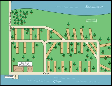 Caravan Park Design, Trailer Park Design, Rv Park Design Plans, Rv Park Design, Campground Design, Trailer Parks, Texas Attractions, Caddo Lake, Camping Ground