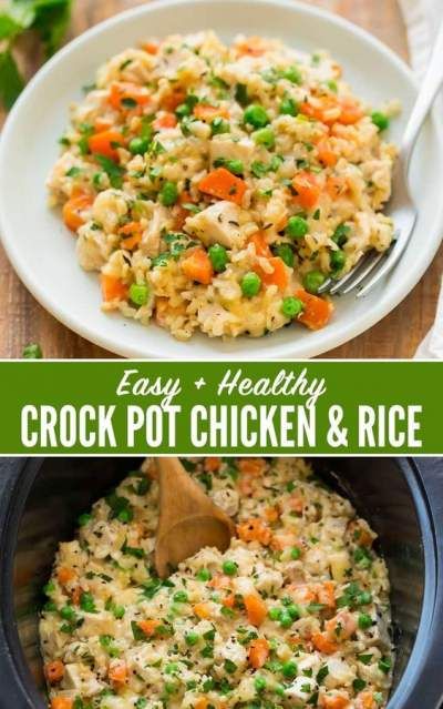 30+ Easy Slow Cooker Recipes For Cozy And Lazy Fall Dinners Crock Pot Chicken And Rice, Healthy Crock Pot, Crockpot Chicken Healthy, Chicken And Rice Casserole, Pot Recipes Healthy, Pot Recipes Easy, Crock Pot Chicken, Crockpot Recipes Beef, Easy Slow Cooker Recipes