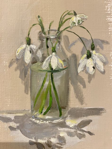 Snow Drop Painting, Snowdrop Flower Painting, Snowdrop Painting Acrylic, Snowdrops Painting, Snowdrop Painting, Snowdrops In Vase, Snowdrop Flower Illustration, Snowdrop Flower Aesthetic, Snowdrop Art