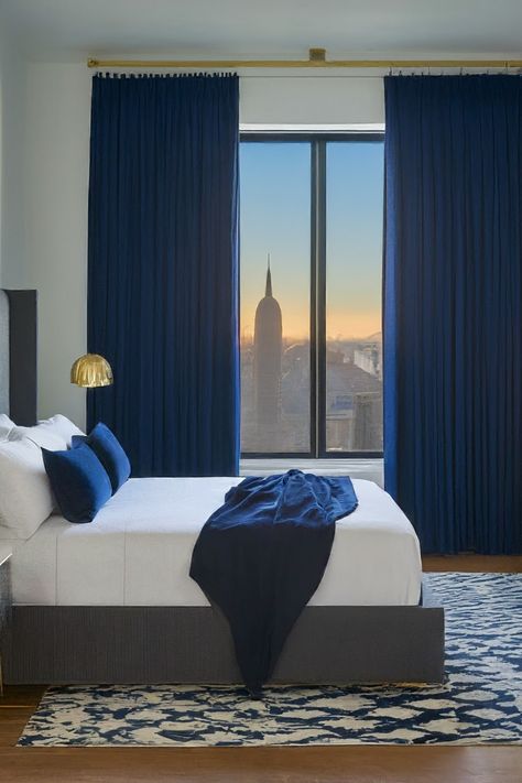 Embrace a touch of luxury with modern bedroom decor featuring navy blue curtains. Discover how to create a chic and calming space for ultimate relaxation. Navy Blue Curtains, Calming Spaces, Blue Curtains, Modern Bedroom Decor, Modern Bedroom Design, Modern Bedroom, Bedroom Design, Relaxation, Bedroom Decor