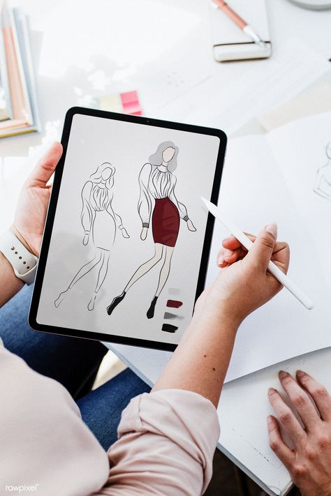 Fashion designer drawing on a digital tablet | premium image by rawpixel.com / McKinsey Graphic Design Tablet, Fashion Designer Drawing, Drawing On Tablet, Graphic Mockup, Stock Photography Ideas, Drawing Ipad, Designer Drawing, Fashion Design Inspiration, New Avatar