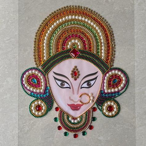 Kundan Art Crafts, Durga Maa Face, Kundan Rangoli, Shiva Painting, Easy Paper Crafts Diy, Hand Crafts For Kids, Hand Crafts, Lord Shiva Painting, Durga Maa