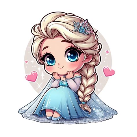 Cute Elsa Drawings, Elsa Fanart Anime, Elsa Illustration, Elsa Sticker, Elsa Chibi, Disney Princess Clipart, Elsa Clipart, Frozen Clipart, Elsa Cartoon