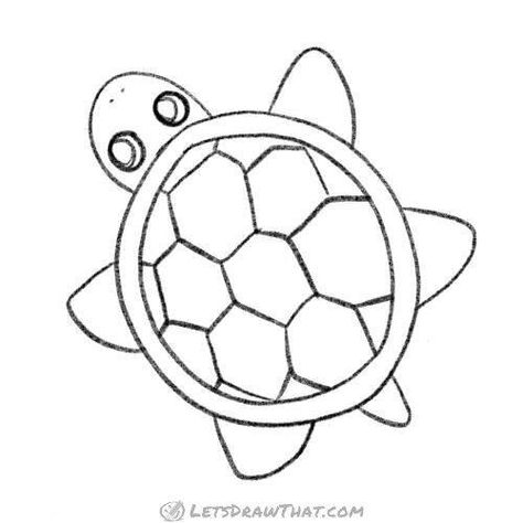 Learn how to draw a turtle. A simple top view turtle and learn how to draw the turtle shell pattern. A step by step drawing tutorial. Turtle Shell Drawing, How To Draw A Turtle Step By Step, Shell Drawing Simple, Simple Turtle Drawing, Turtle Drawing Simple, How To Draw A Turtle, Easy Turtle Drawing, Tortoise Drawing, Draw A Hexagon