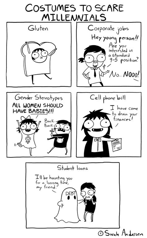 Sarah's Scribbles Saras Scribbles, Sarah Anderson Comics, Sarah's Scribbles, Sarah Andersen, 4 Panel Life, Online Comics, Funny Comic Strips, Bd Comics, Cute Comics