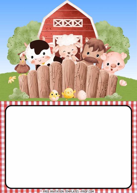 FREE Canva Invitation - Countryside Farmyard Birthday Invitation Templates Farm Invitation Template, Farmyard Birthday, Farm Animals Invitations, Farmyard Party, Farm Themed Party, Disney Invitations, Birthday Disney, Joyous Celebration, Free Invitation Templates