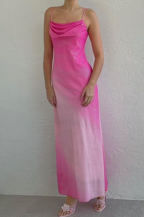 Pink 90s Prom Dress, Pink Summer Prom Slip Dress, Pink Y2k Style Dress With Spaghetti Straps, Pink Maxi Length Slip Dress, Pink Y2k Formal Dress, Y2k Prom, Blue Maxi Dress, Y2k Pink, Blue Maxi