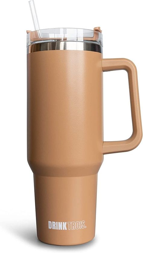 Trending on TikTok Not Stanley Drink Trois 40 oz Side Sipper, Stainless Steel Travel Tumbler with Handle, Lid and Straw- Keeps Drinks Cold or Hot for Hours- Leak Proof (Mocha) How To Make Drinks, Cute School Supplies, Tumbler With Handle, Travel Tumbler, Cup With Straw, Tumbler With Straw, Tumblers With Lids, Insulated Tumblers, Dinnerware Set