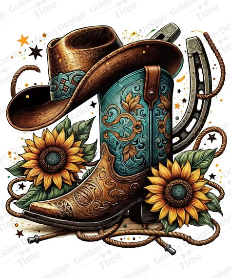 Fall Canvas Painting, Western Artist, Sunflower Png, Sunflower Wallpaper, Country Girl Style, Classy Tattoos, Planning Stickers, Tattoo Trends, Western Cowboy Boots