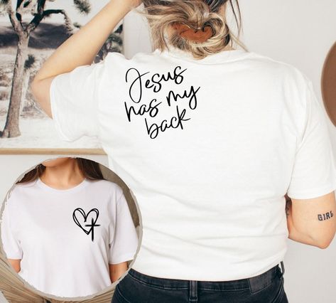 Jesus Has My Back Unisex T-shirt For Women Christian Faith Shirt - Apparel, Mug, Home Decor - Perfect Gift For Everyone Check more at https://lespiaules.com/product/jesus-has-my-back-unisex-t-shirt-for-women-christian-faith-shirt-apparel-mug-home-decor-perfect-gift-for-everyone/ Wildflower Crafts, Love Like Jesus, Back Back, New Years Shirts, Cute Shirt Designs, Jesus Shirt, Back Shirt, Faith Shirt, Printing Business