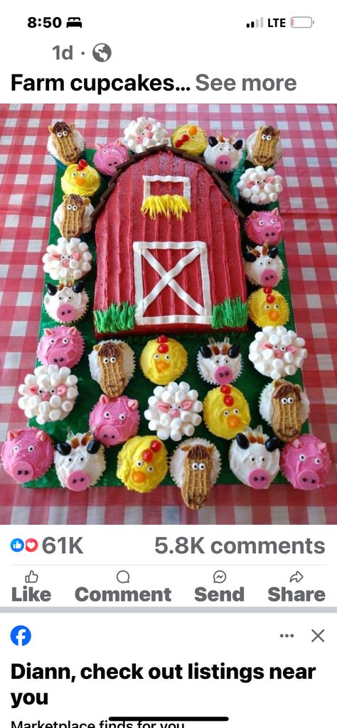 Farm Party Foods, Corn Farm, Barn Cake, Farm Animal Cupcakes, Farm Themed Party, Farm Cake, Animal Cupcakes, Toddler Snacks, Cake Cupcakes