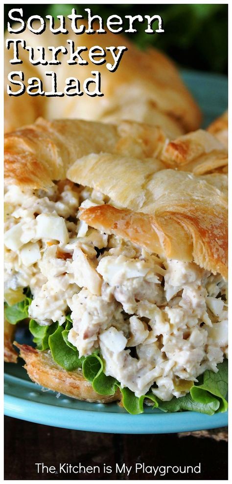 Southern Turkey Salad Sandwich Turkey Salad Sandwich, Easy Leftover Turkey Recipes, Turkey Salad Recipe, Turkey Pot Pie Recipe, Turkey Mince Recipes, Turkey Sandwiches Recipes, Turkey Tetrazzini, Turkey Leftovers, Turkey Meat Recipes