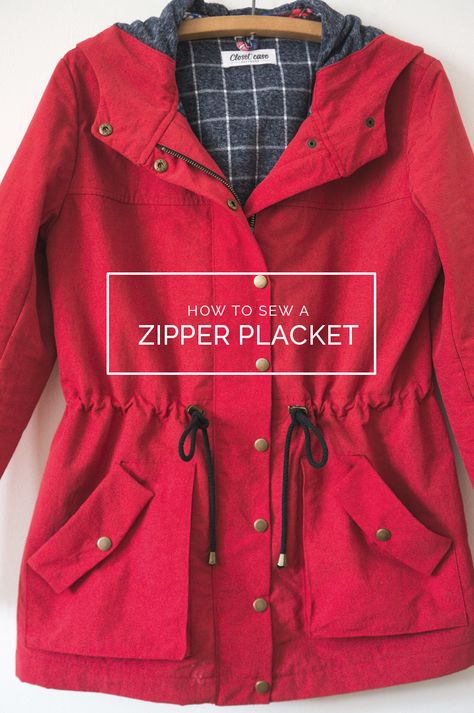 HOW TO SEW A ZIPPER PLACKET FOR THE KELLY ANORAK Coat Sewing, Zipper Placket, Sew Zipper, Beginner Sewing Projects Easy, Leftover Fabric, Sewing Projects For Beginners, Love Sewing, Sewing For Beginners, How To Sew