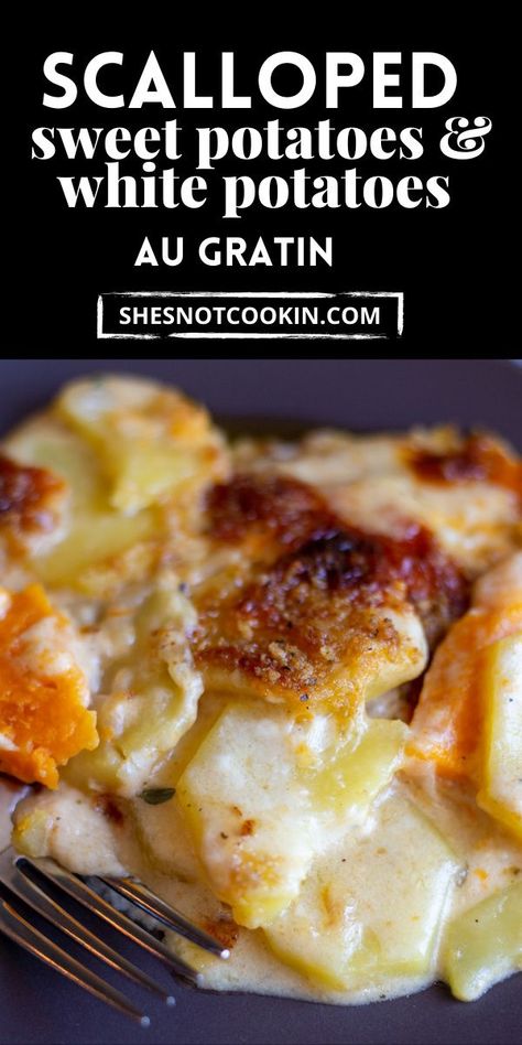 Scalloped Potatoes With Sweet Potatoes, Scalloped Sweet And White Potatoes, Sweet Potato And White Potato Recipes, Sweet Potato And White Potato Scalloped, Sweet And White Potato Recipes, White And Sweet Potato Recipes, Sweet White Potato Recipes, White Sweet Potato Recipes, White Sweet Potato Recipe