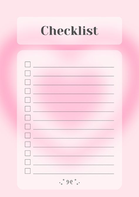 Checklist Template Aesthetic, Pink Schedule, Aesthetic To Do List Template, Cute To Do List Template, Pink To Do List, Goodnotes Notes Ideas, Good Notes Templates, To Do Lists Aesthetic, Pink Calendar