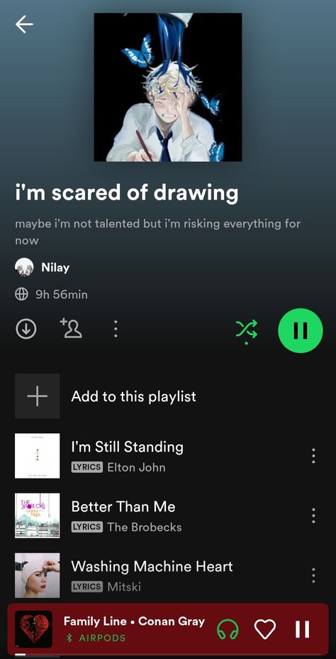 Blue Period playlist Period Playlist, The Brobecks, Theme Pink, Blue Period, Me Too Lyrics, Bullet Journal Writing, Im Scared, Still Standing, Conan Gray