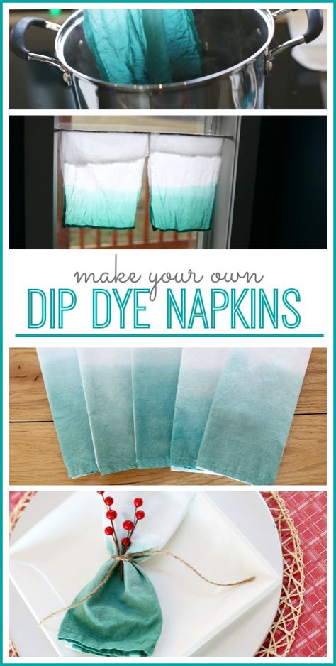 Tie Dye Tea Towels, Do It Yourself Quotes, Shibori Diy, Holiday Tablescape, Tie Dye Crafts, Diy Napkins, Diy Ombre, Diy Tie, Dye Fabric