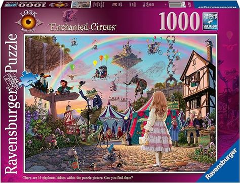 Ravensburger Look & Find: Enchanted Circus 1000 Piece Jigsaw Puzzle for Adults - 17482 - Every Piece is Unique, Softclick Technology Means Pieces Fit Together Perfectly, Jigsaw Puzzles - Amazon Canada Whimsical Circus, Stilt Walker, Penny Farthing Bicycle, Famous Songs, Scarborough Fair, Penny Farthing, Free Puzzles, Ravensburger Puzzle, Magical Land