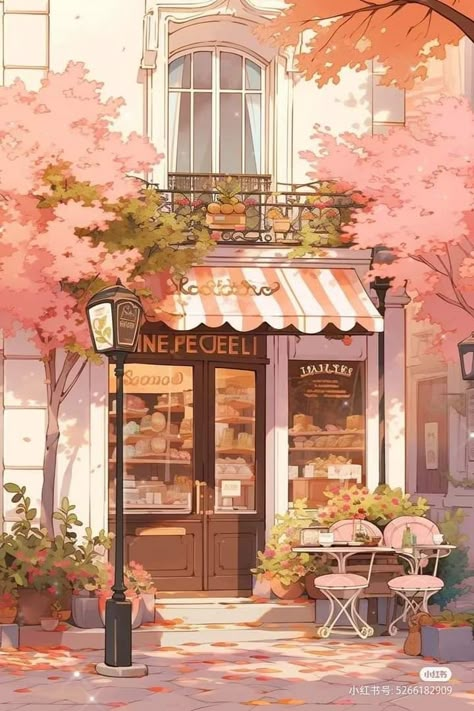 Room Decor To Print, Pastel Academia Aesthetic, Desktop Wallpaper Simple, Cafe Background, Aesthetic Illustrations, Random Products, Watercolor House Painting, Anime House, Watercolor House