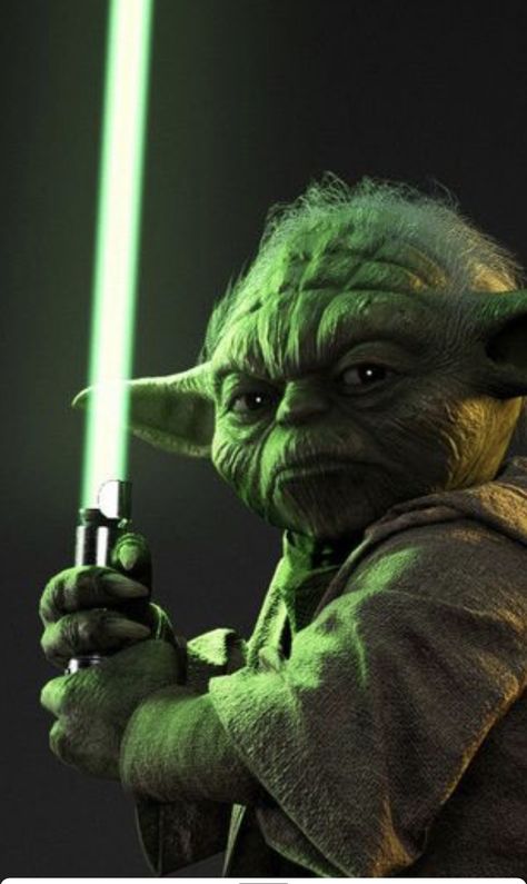 Star Wars Yoda Art, Yoda With Lightsaber, Star Wars Gadgets, Green Lightsaber, Yoda Lightsaber, Star Wars Green, Star Wars History, Yoda Wallpaper, Star Wars Background