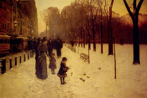 Childe Hassam: Boston Common at Twilight (1885-86) Childe Hassam Paintings, Twilight Painting, John Sargent, Frederick Childe Hassam, Boston Museum Of Fine Arts, American Impressionism, Boston Museums, Boston Common, Childe Hassam