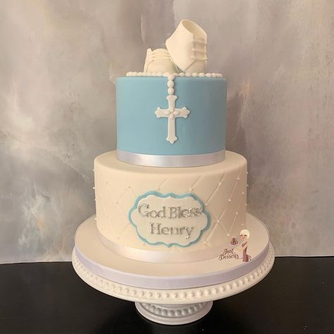 Just Desserts by Jess | Baby Boy Baptism Cake #customcakes #baptismcake #simplebaptismcake #babyboy #cross #babydedication #godparents #christeningcake… | Instagram Baptism Boy Cake, Baby Baptism Cake Boy, Baby Boy Baptism Cake, Boy Baptism Cake Ideas, Boy Baptism Cake, Simple Baptism Cake, Baptismal Cake Boy Simple, Baptism Dessert Table, Baptismal Cake Boy Buttercream