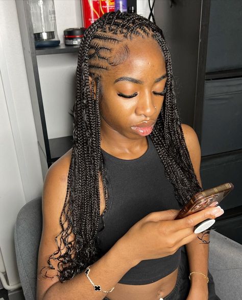 15 Different Fulani Braid Styles For Black Women - Her Darling Life Boho Fulani Flip Over Braids, Geometric Fulani Braids, Flip Over Fulani Braids Without Curls, Flip Over Fulani Braids With Curls, Flip Over Knotless Braids, Birthday Hair Ideas Hairstyles Braids, Flip Up Fulani Braids, Flip Over Fulani Braids With Color, Fulani Braids Without Curls