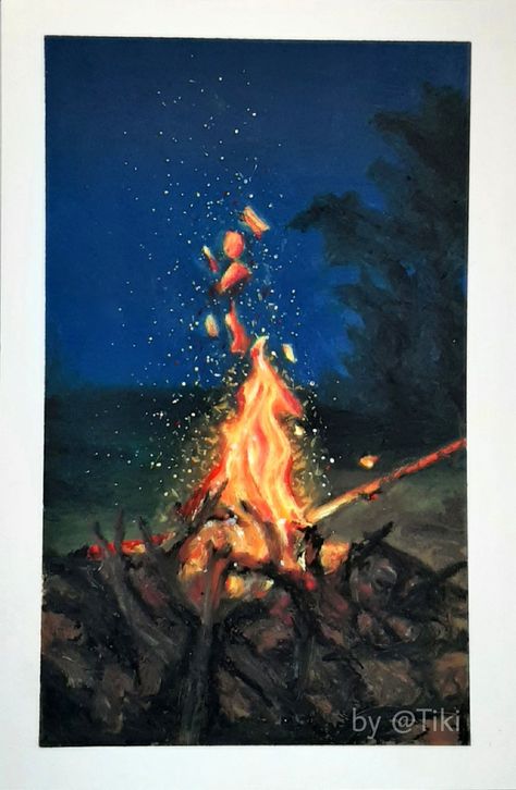 Fire Oil Pastel, Paint Fireplace, Oil Pastels Painting, Oil Pastel Drawings, Oil Pastels, Class Ideas, Pastel Drawing, School Art, Tree Oil