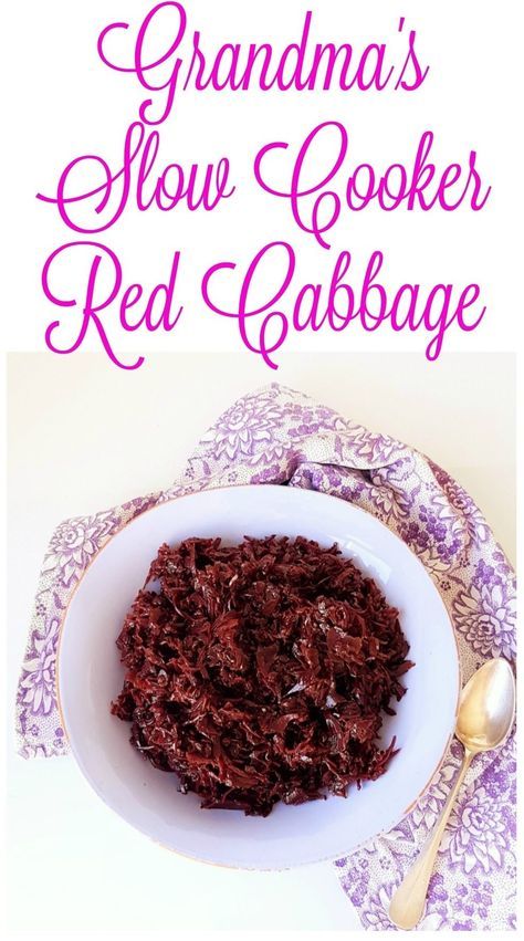 My Grandma’s Slow Cooker Red Cabbage | TCS Slow Cooker Red Cabbage, Cabbage Slow Cooker, Cooked Red Cabbage, German Red Cabbage, Red Cabbage Recipe, Red Cabbage With Apples, Crock Pot Vegetables, Red Cabbage Recipes, Alcohol Free Wine