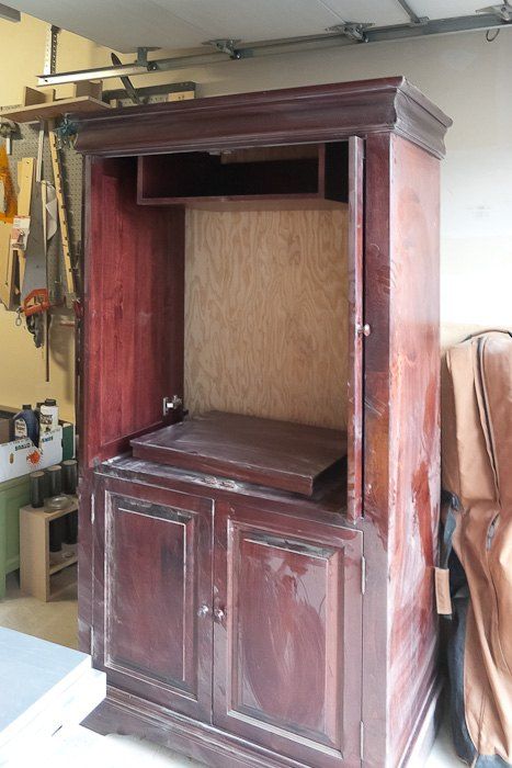 Armoire Repurpose, Armoire Painted, Furniture Repurposing, Armoire Makeover, Tv Armoire, Diy Furniture Redo, Entertainment Center Repurpose, Cabinet Makeover, Wardrobe Armoire